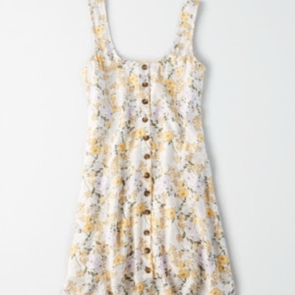 American Eagle Outfitters Floral Mini Dress - Yellow and White